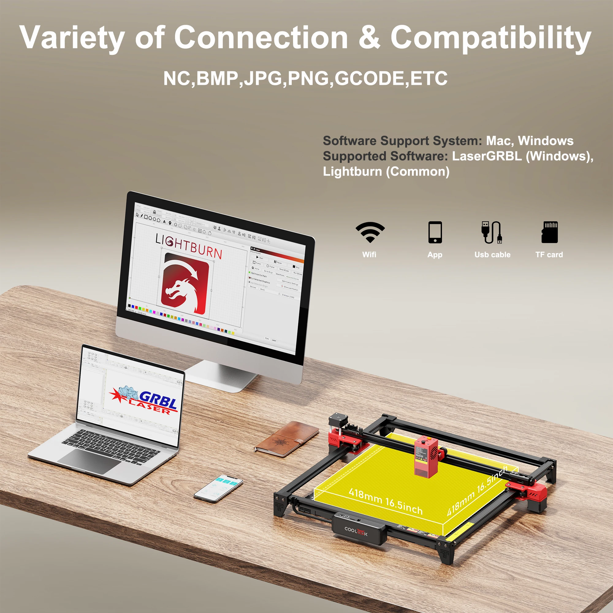 Coolook CK1-20 آلة الحفر بالليزر 20 واط APP واي فاي التحكم عالية الدقة المعادن الليزر حفارة الاكريليك الخشب آلة القطع باستخدام الحاسب الآلي #4