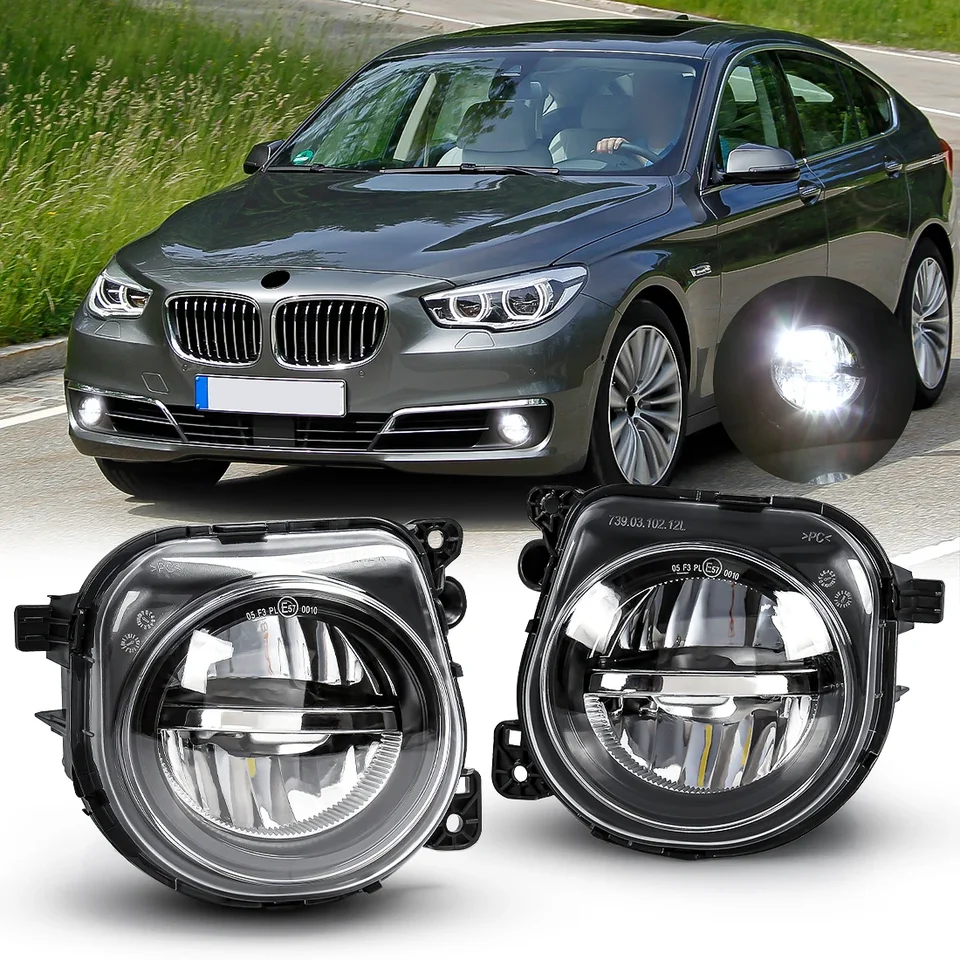 Ylwspeed2000 Pair Fog Lights For 2011-2013 BMW 5 Series F10 528i 535i 550i – Halogen, Clear Lens, Direct Fit
