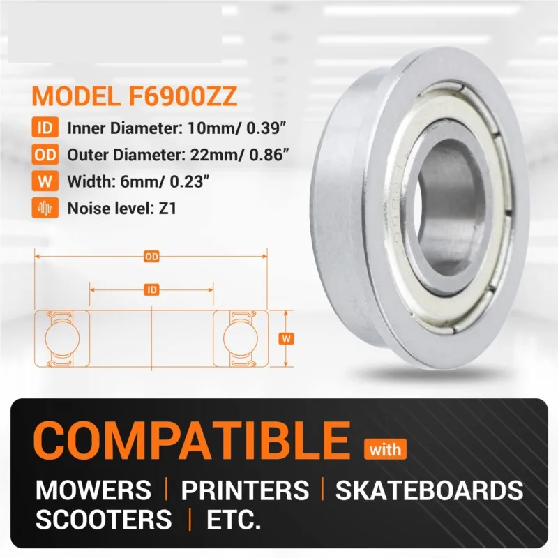 2/5 pces rolamento f6900zz 10x22x6mm flange rolamento f6900 f6901 f6902 f6903 f6904 f6905 f6906 zz z 2z rolamentos rígidos de esferas