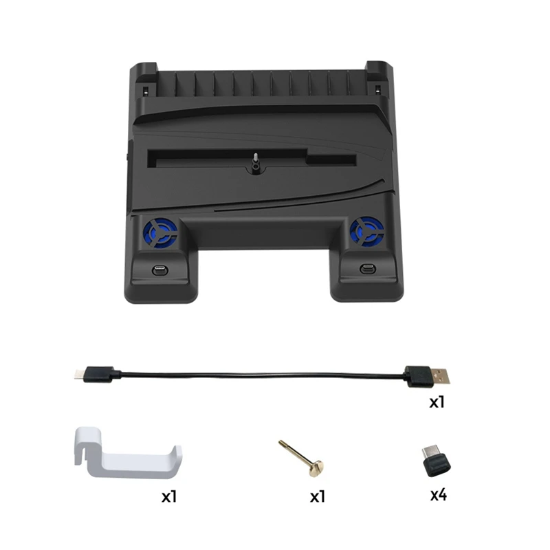 Soporte de refrigeración Vertical delgado para PS5, estación de carga LED, ABS negro + placa Base de Hardware para accesorios de consolas PS5