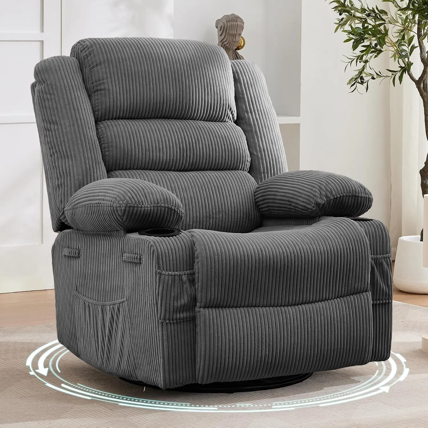 Rocking Recliner Chair for Adults Wide 360° Swivel Rocker Recliner, Customized