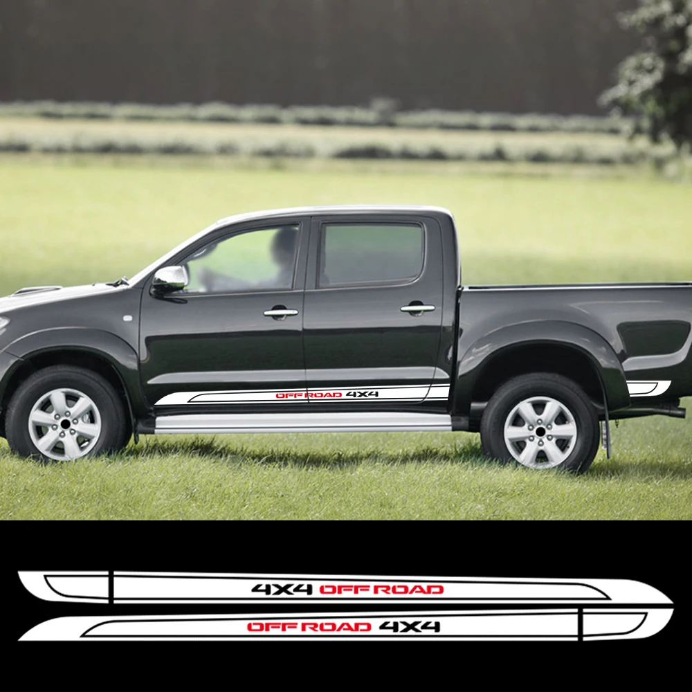 

Автомобильная наклейка 4X4 Offroad для Toyota Hilux Revo Vigo Rocco SR5, боковая спортивная декоративная наклейка на дверь, виниловая пленка, автомобильные аксессуары