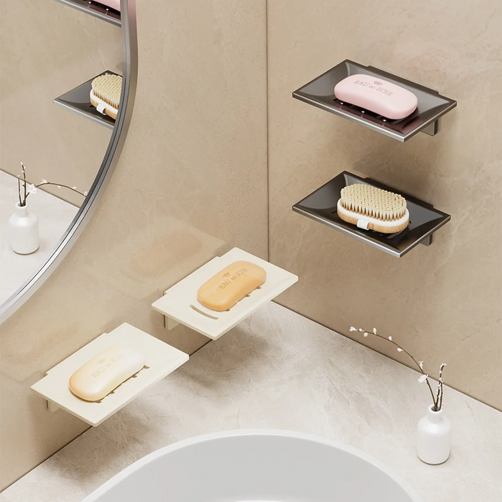 1/2/3pcs Soap Holder Wall-Mounted Drip Tray Bathroom Organizer No Drill Stainless Steel Quick Installation Soap Holder Tools