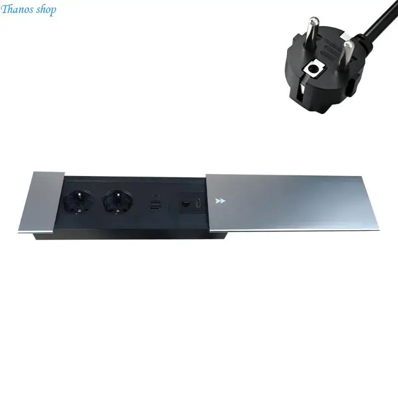 Slide Cover Single Pull Embedded Outlet 220V Standard Socket with 2 220V Port X37A