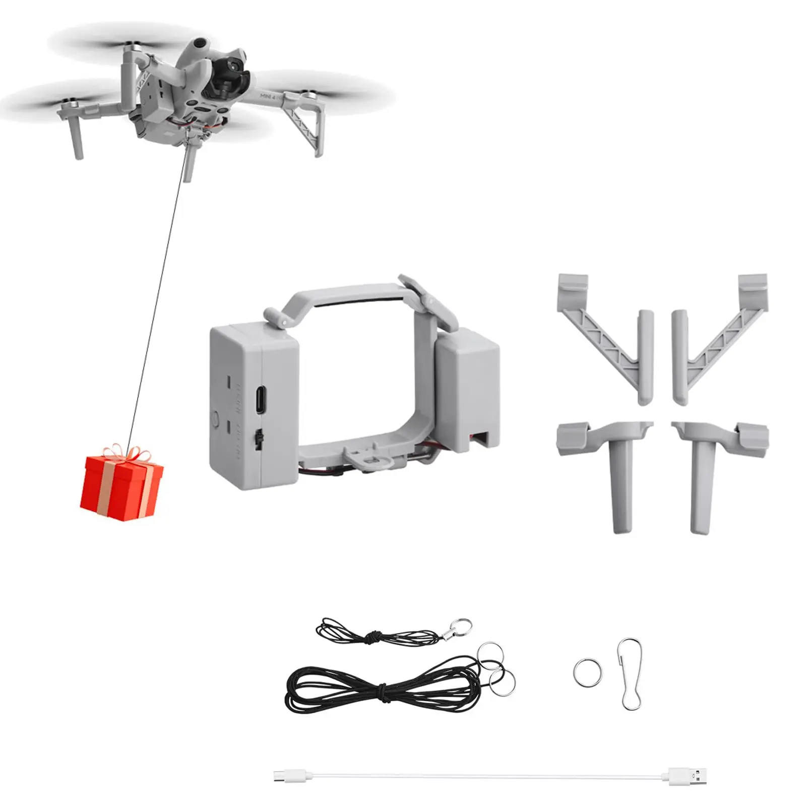 Dispositif de lancement de compte-gouttes de charge utile pour DJI Mini 4Pro, système de livraison de charge utile générale, système de livraison de télécommande