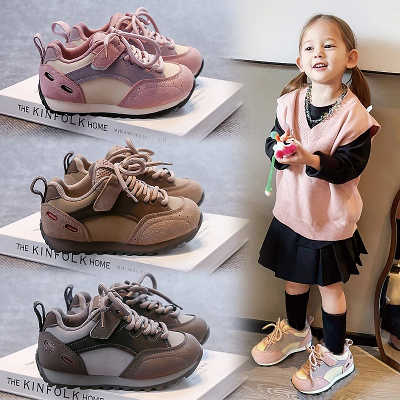 

Kids Casual Shoes Soft Bottom Non-slip Children Sports Shoes Handsome Trend 2025 Autumn New Boys Girls Running Shoes Toes Capped