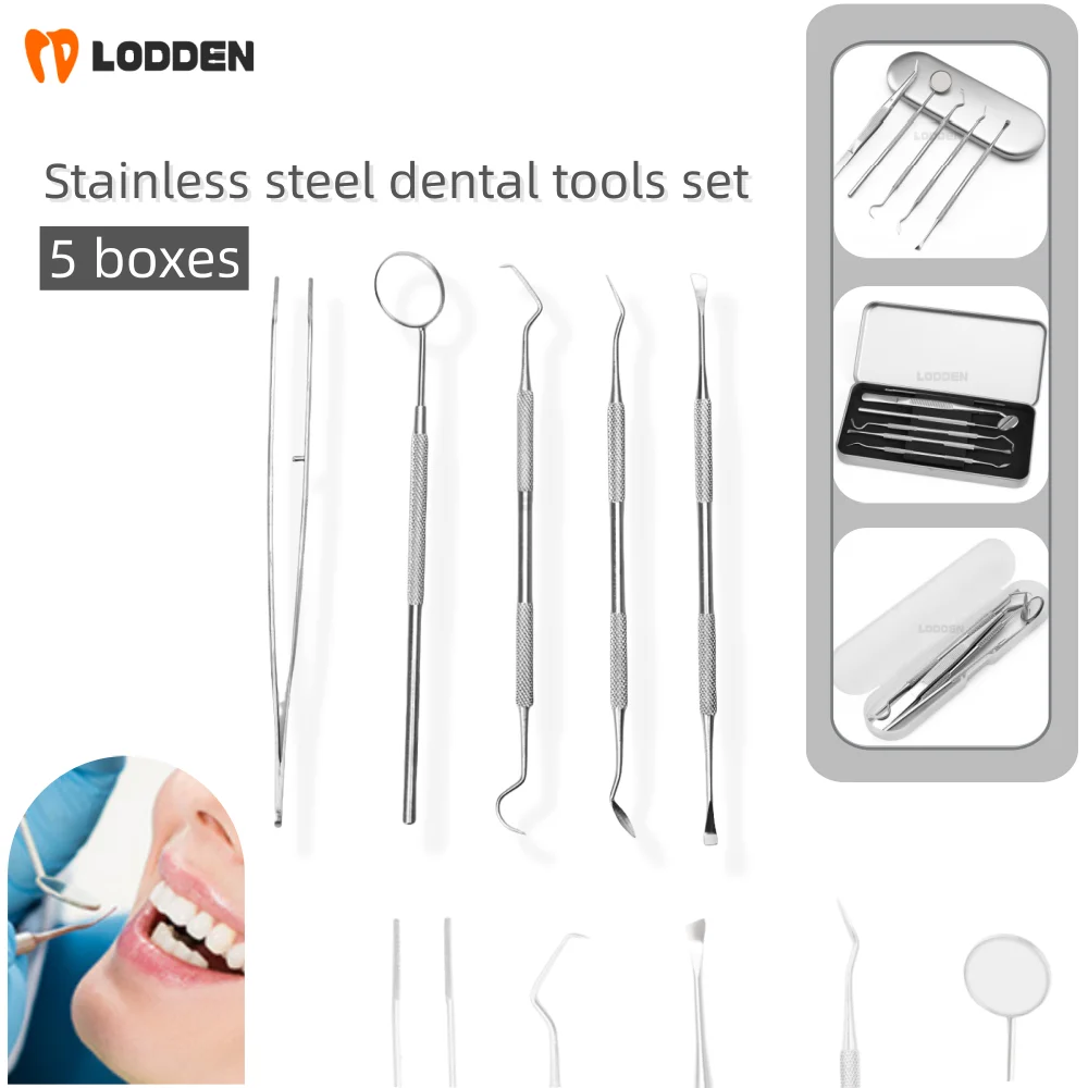 

5Boxes Stainless Steel Dental Care Tools Sets Oral (Cavity Mirror/Corner/Tweezers/Tooth Cleaner)Oral Household Tooth Clean Tools