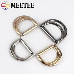 Meetee 4pcs 15-50 millimetri In Metallo Doppio Anello D Fibbia Cinghia Dei Bagagli Cintura Cappotto Pulsante di Regolazione FAI DA TE Giacca A Vento decorazione Fibbie Materiale