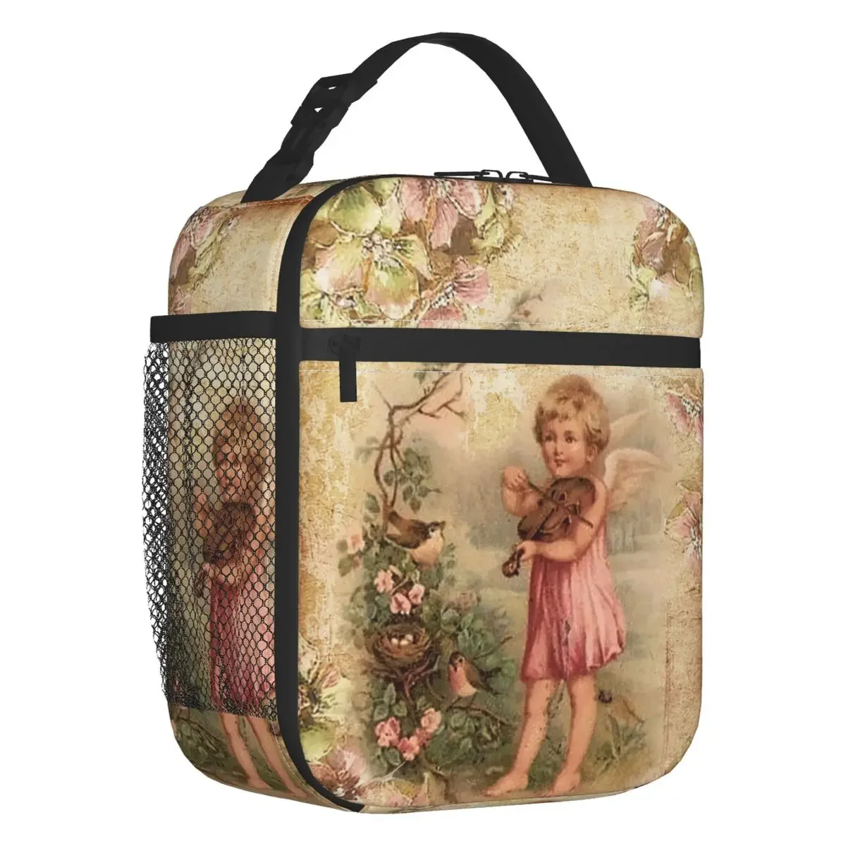 

Victorian Angel Vintage Rose Thermal Insulated Lunch Bag Women Resuable Lunch Tote for Work School Travel Multifunction Food Box