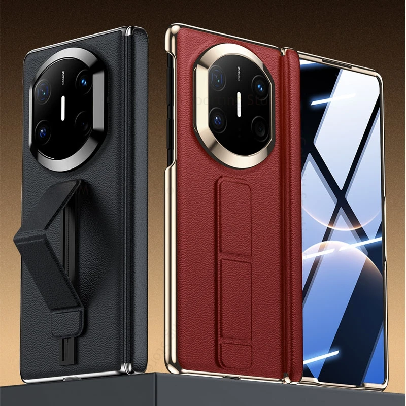 

Slide Kickstand Case For Huawei Mate X7 Collector's Edition PU Leather Hinged Case For HUAWEI Mate X7 with Screen Film Protector