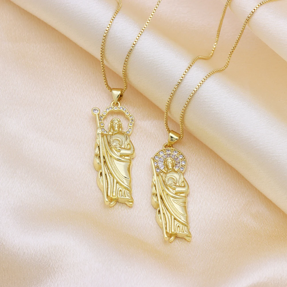 5 pcs/lot 18K Gold Plated Unique Religious Cross Pendant Necklace with CZ Chic Bohemian Stylish Chain Necklaces for Women