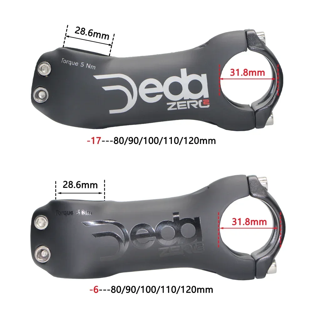 DEDA full carbon mountain or road bike stem lengths from 80 to 120 mm, fork tube 6 degrees or 17 degrees 28.6 mm