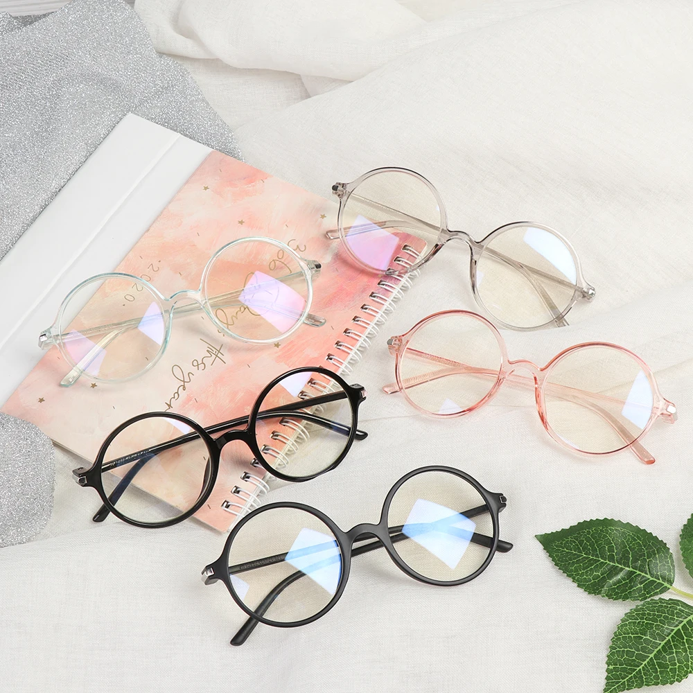 Vintage Round Anti Blue Light Glasses Clear Lens Fashion Plastic Frame Glasses Optical Men Women Eyeglass Frame Fake Glasses