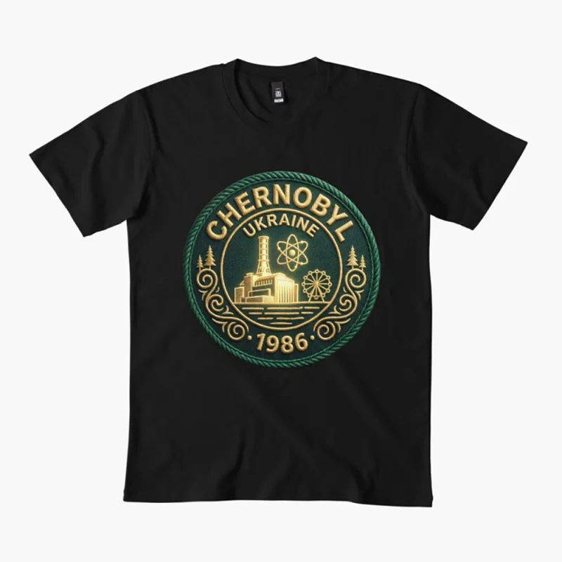 

Chernobyl Danger exclusion zone Nuclear disaster Retro gift t shirt Ukraine – Reactor & Ghost Wheel Graphic Clothes All size Top