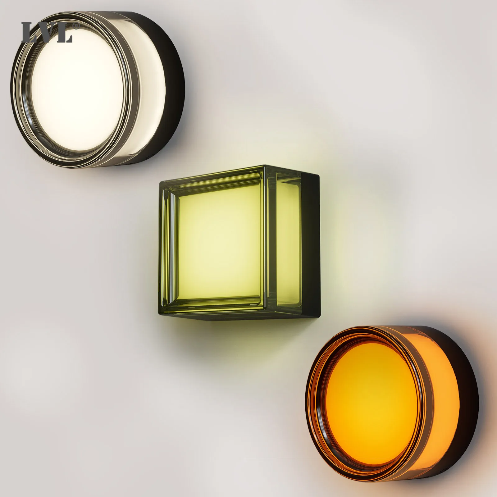 LVL Modern LED Wall Lamp 9W Small Round & Square Waterproof IP65 CCT Indoor/Outdoor Source Wall Sconces Smokey Grey Fixture