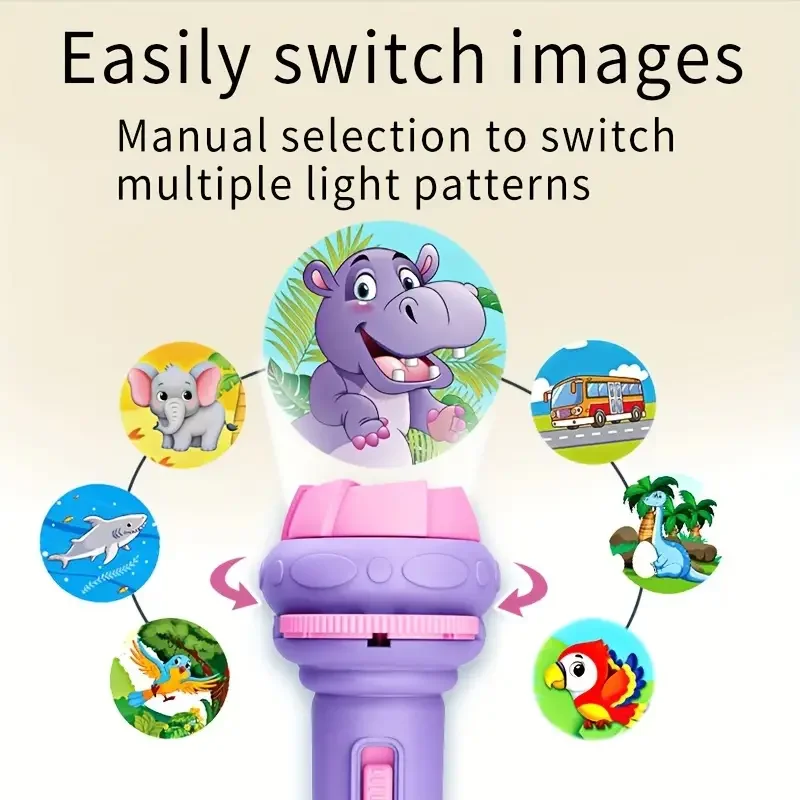 Fun early education picture recognition children\'s mini projection light, parent-child interactive toy before bedtime