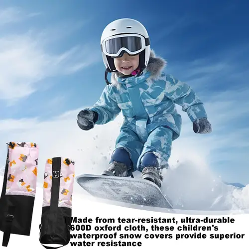 Imagen 2 del producto Polaina de nieve impermeable para exteriores, cubierta ajustable para piernas de nieve para niños, polainas impermeables para botas para senderismo, caza, caminar, esquiar
