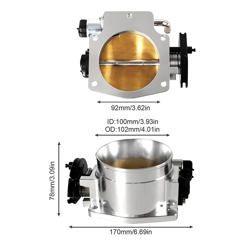 Silver 92Mm Throttle Body For LSX LS LS1 LS2 LS7 Corvette Replacement Accessories