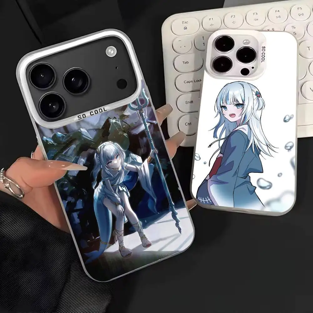

Gawr Gura Cute VTuber Phone Case For iPhone 17,16,15,14,13,12,11,Mini,Pro,E,MAX White Candy Matte Shockproof Cover