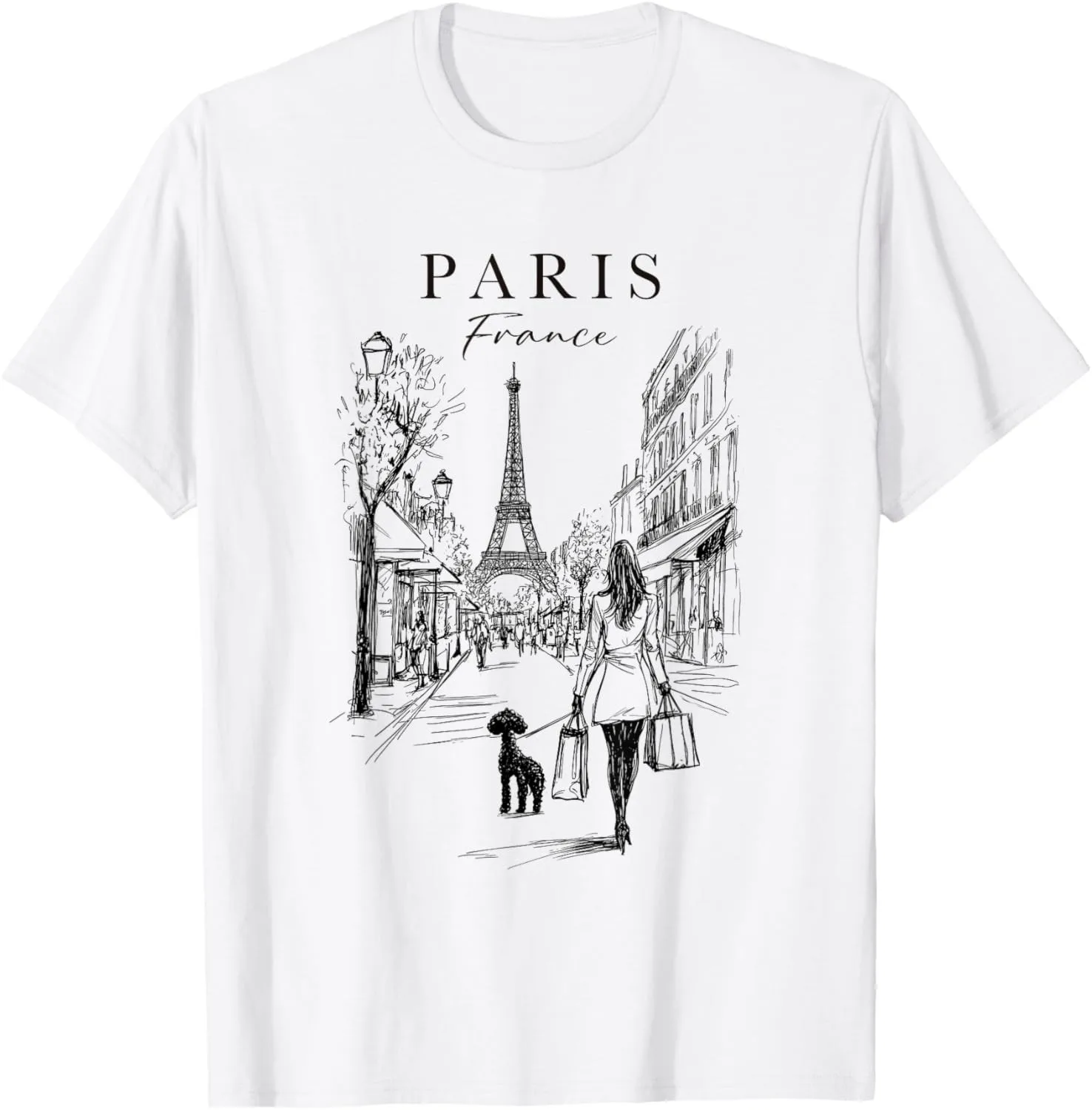 Paris France Eiffel Tower French Girl City Of Love Souvenir T-Shirt
