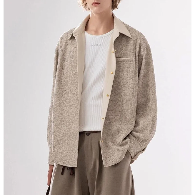 

Новое поступление, мужская модная высококачественная нишевая универсальная рубашка с длинным рукавом, весна-осень, новый стиль, дизайнерская карманная рубашка