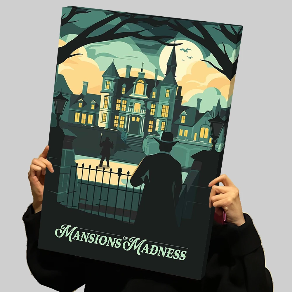 Mansions of Madness Board Game Inspired Illustration Halloween Horror Prints Poster Custom Canvas Painting Wall Art Wand Deko