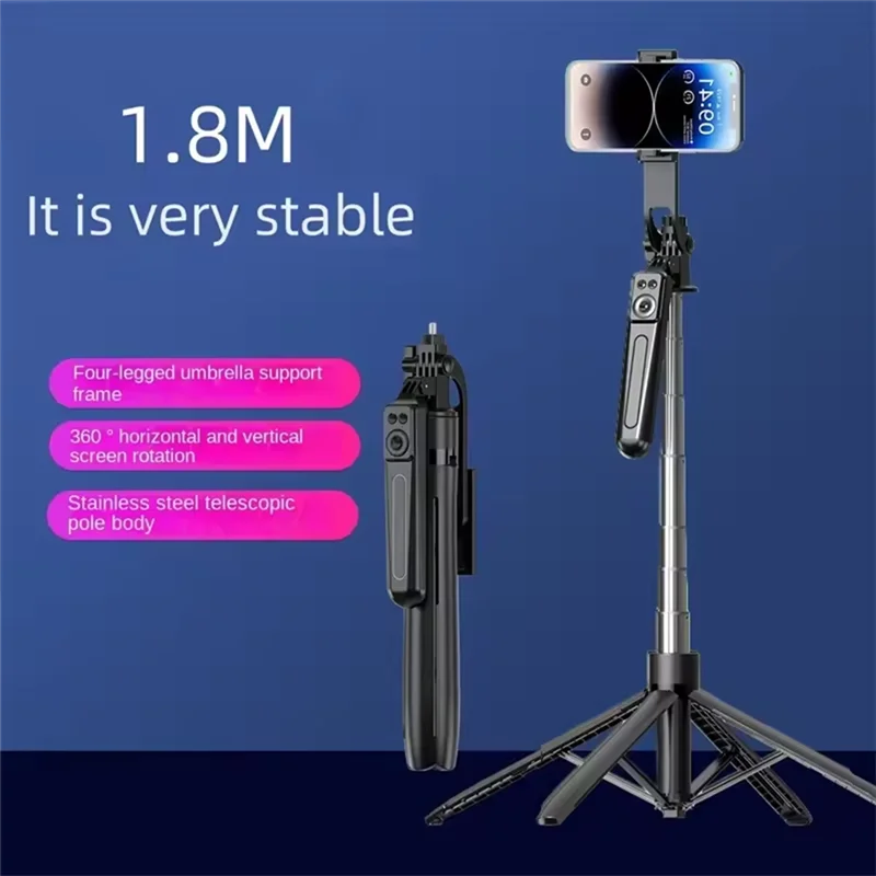 

Tripod-Mountable Roreta 1.8M Selfie Stick With Wireless Bluetooth Remote For Iphone 16 15 14 13 Pro Max Android Control