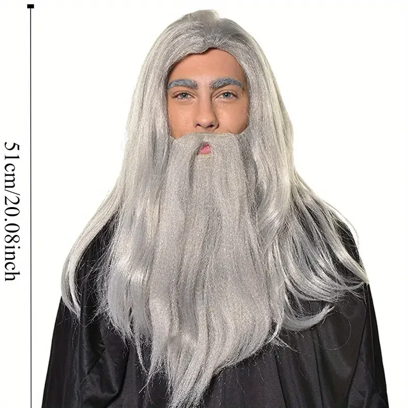 شعر مستعار صناعي مموج أنيق مقاس 20 بوصة، ساحر كوسبلاي - مثالي لجميع القديسين وعيد الميلاد وجمعات الحفلات اليومية J47801S