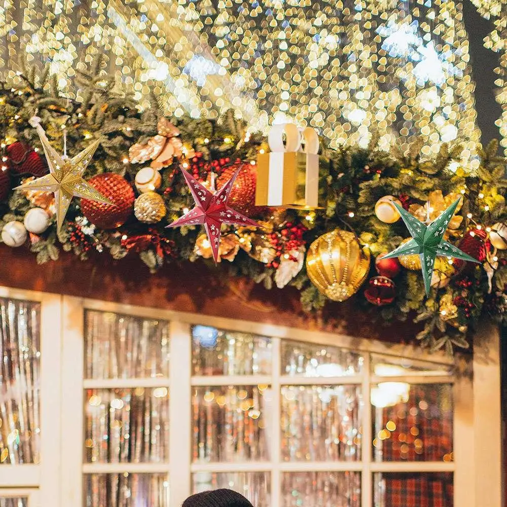 

Оконная решетка, чехлы для ламп, DIY бумажный фонарь, подвеска, рождественские украшения, подвесные светильники, украшения, звезды, абажур, украшения