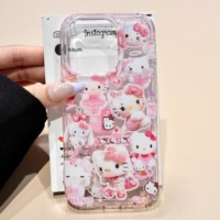Korean Kuromi Melody Hello Kitty Friends Phone Case For iPhone XR XS MAX 11 12 13 14 15 16 Pro Max 7 8 Plus Mini Y2K Pink Girl