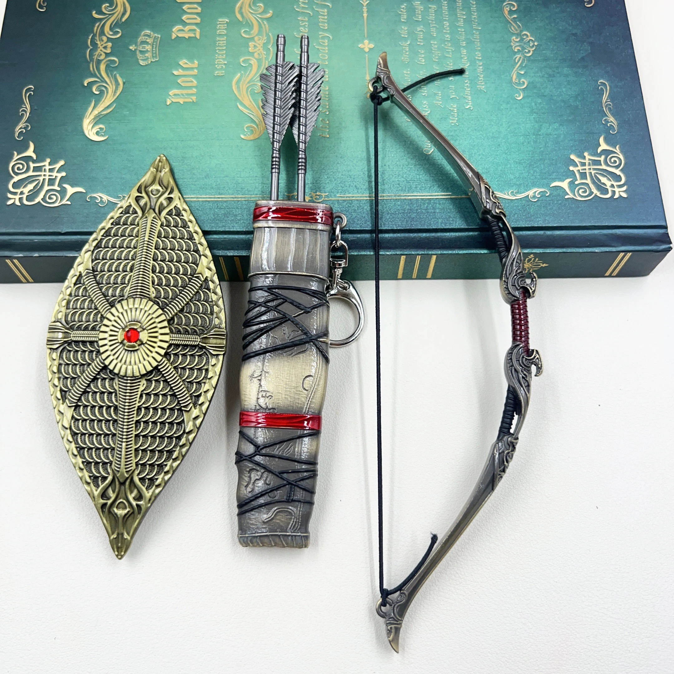 Porte-clés à nœud entièrement en métal, 18cm, jeu God of War, périphérique Aesir, arc et flèche, modèle de résolution de Ranger, jouets cadeaux