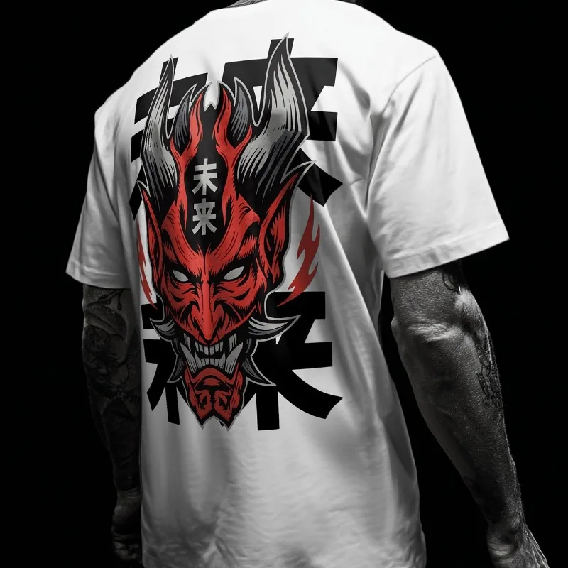 Future Gothic Dark Style Fashion Printed Street Casual Men's T-shirt Summer New Casual Retro Original Style Unisex