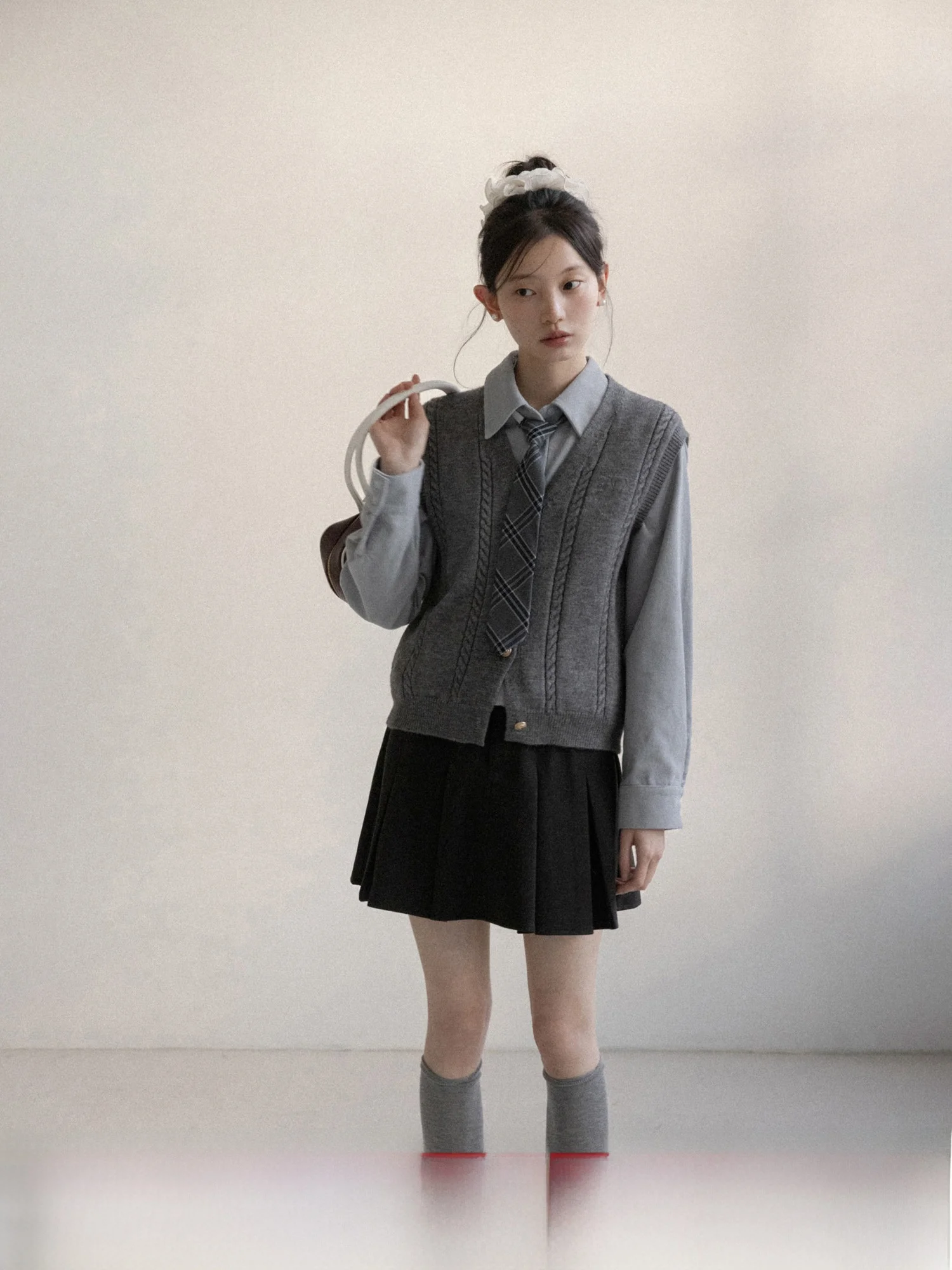 

Женский зимний вязаный жилет с V-образным вырезом в корейском стиле Canton S, модный, с длинными рукавами, для многослойных образов, топ-майка