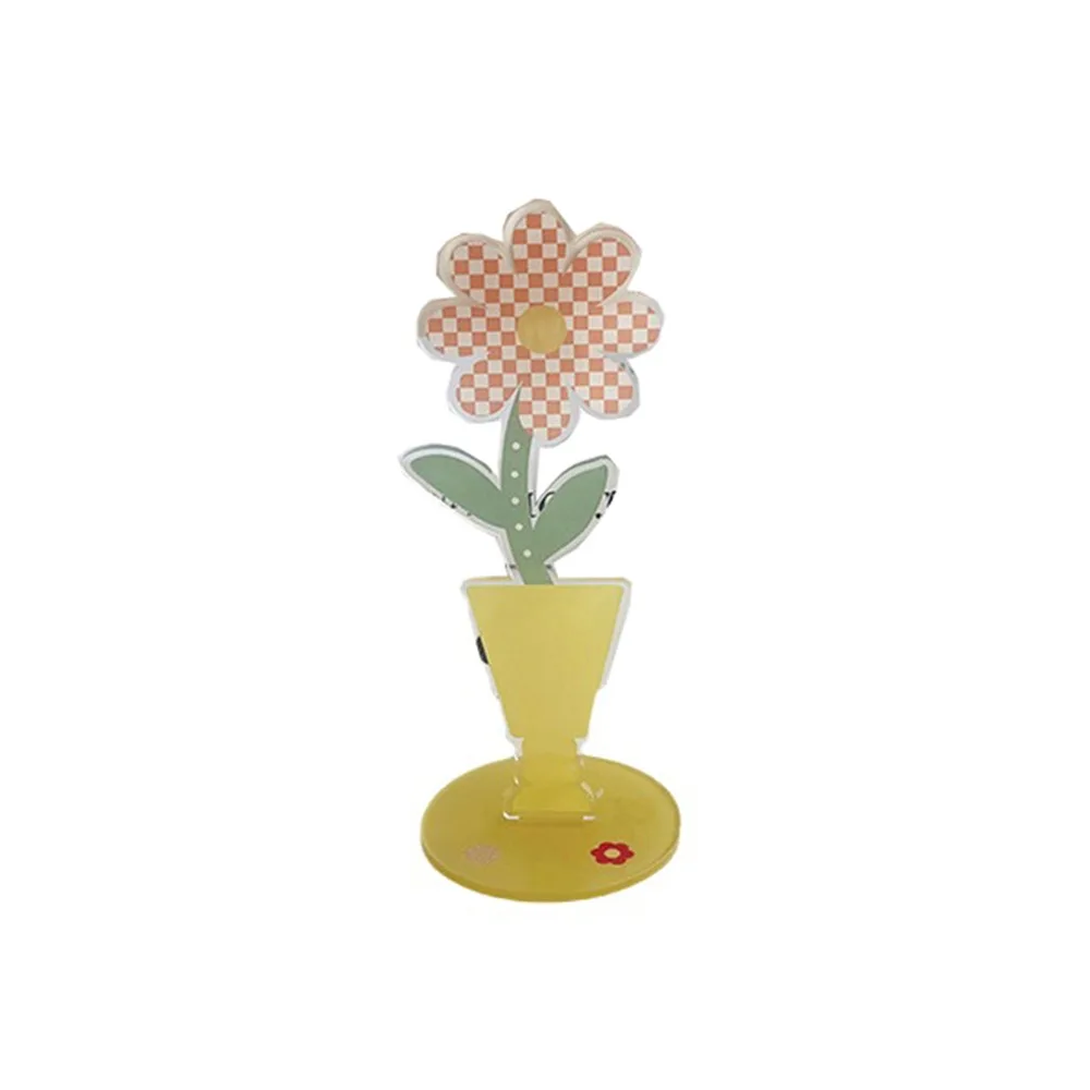 Cute Cartoon Acrylic Memo Clip Decoration Flower Shape Photo Display Stand Korean Style Easily Grip Desktop Card Clamp
