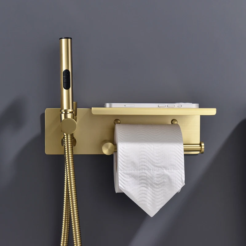 White Bidet Faucet Hand Protable Toilet Bidet Stainless Steel Toilet Bidet faucet Bathroom Shower Head With Cover Paper Holder