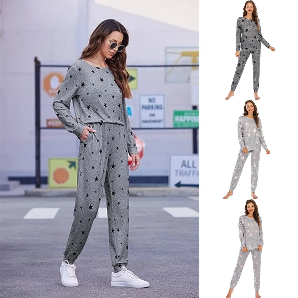 Star Print Women'S Pajamas Long Sleeve Breathable Home Clothes Comfortable Pjs Lounge Sets For Home Use New 2024 2025