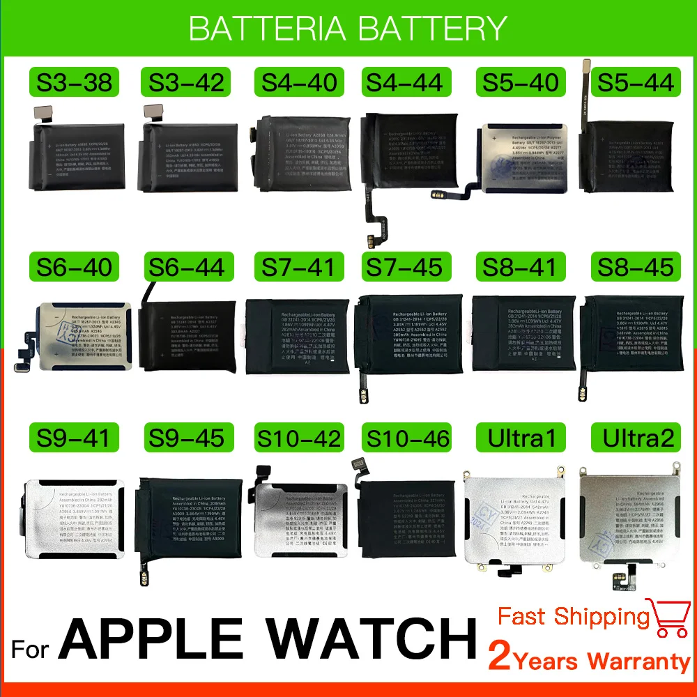 100% Genuine Battery For Apple Watch Series Ultra SE 1 2 3 4 5 6 7 8 IWatch S3 GPS LTE S4 S5 S6 S7 S8 38/40/41/42/44/45/46/49MM