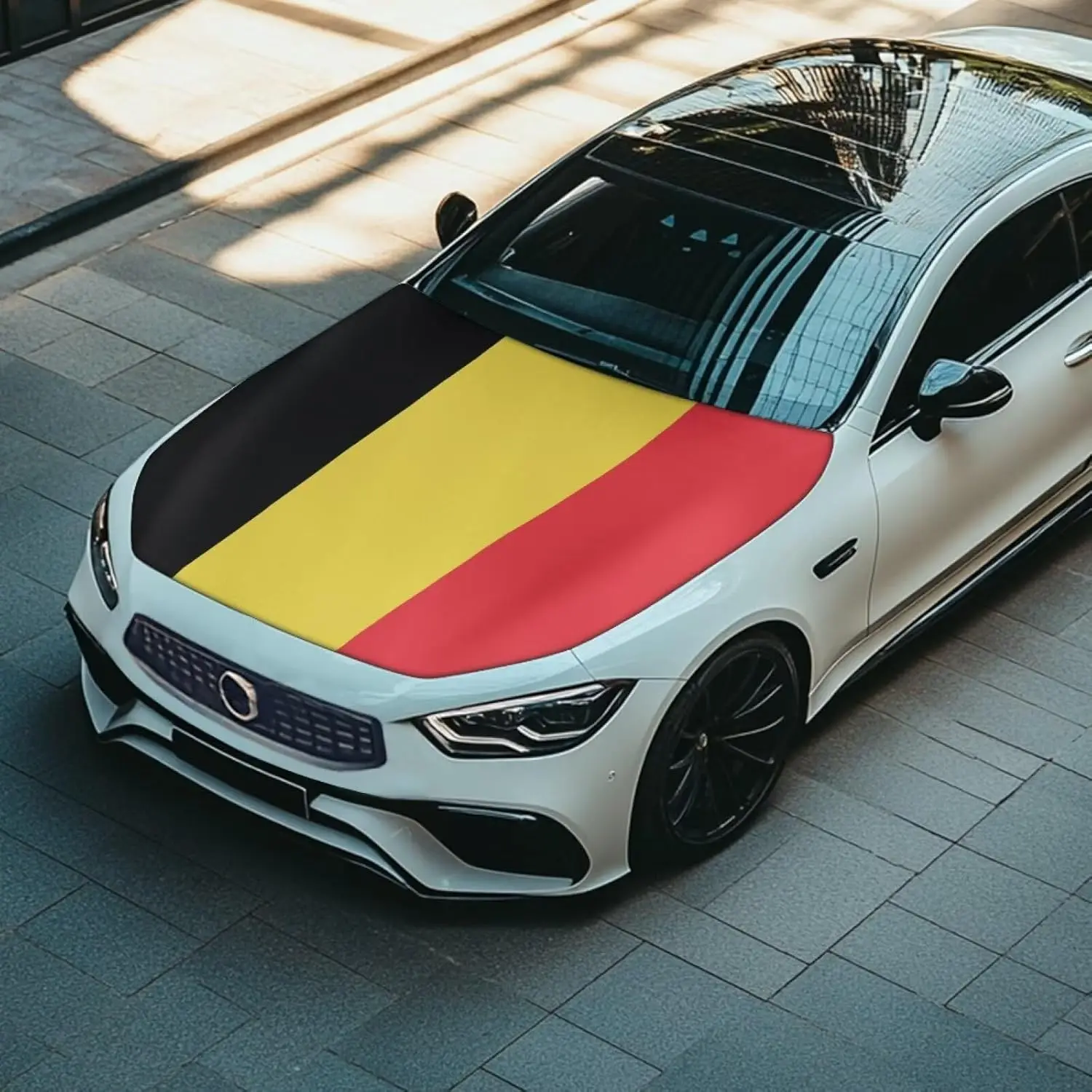 115x160 cm Belgium Flag Car Hood Covers Car Hood Wrap Blankets Patriotic Decoration Vehicle Accessories Suitable Most Auto Sedan