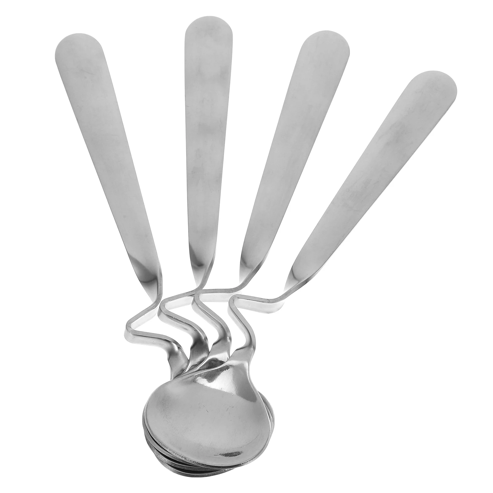 

4pcs StainlessSteel CoffeeSpoons TeaSpoons DessertSpoons FoodGrade CurvedHandle MixingSpoons SafeHealthy Craftsmanship