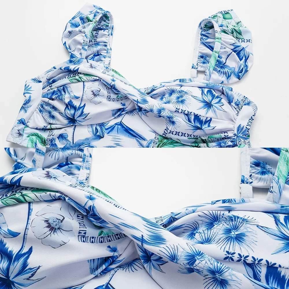 Damen-Badeanzug mit Rüschen, rückenfrei, Bikini, Strandmode mit Rock, Überzug, modisch, 2025, Badeanzug, Outfit, Badebekleidung