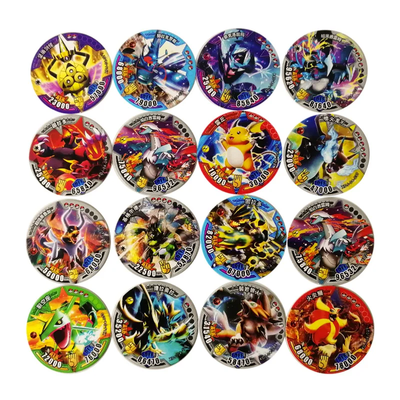 200pcs Pokemon Tazos Chinese Repeat Action Figure Game Collection 3d Round Card Toy Ball Pikachu Child Kids Birthday Xmas Gift