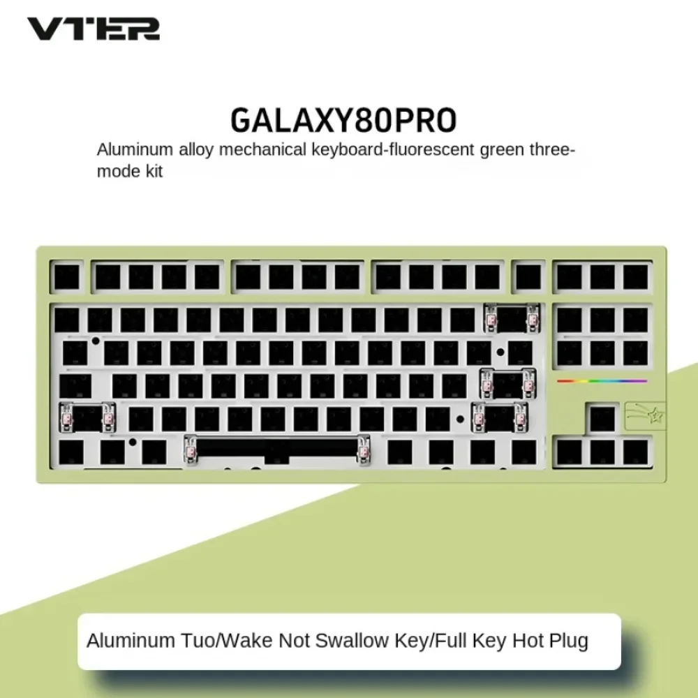 VTER Galaxy 80pro Aluminum Alloy Wireless Mechanical Keyboard Kit Wired Gasket Tri-mode Customized Hot-swappable  Layout 88 Keys