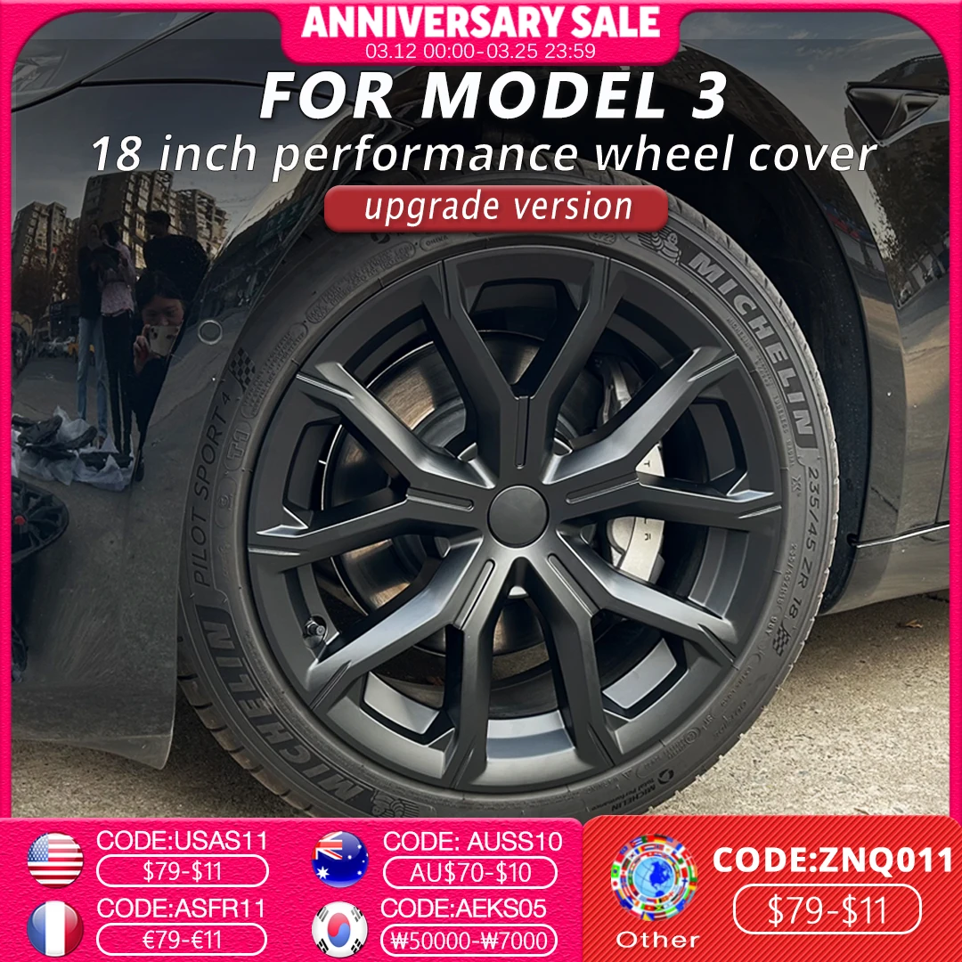

Комплект из 4 колпаков для колес Tesla Model 3, 18 дюймов, сменные колпаки на диски, полноразмерные накладки на колеса, аксессуары для автомобилей 2018-2023 гг.