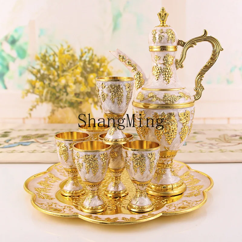 DSA Metal Barware Set Creative Vintage Liquor Jug Dispenser Exquisite Cup Decorative Ornaments