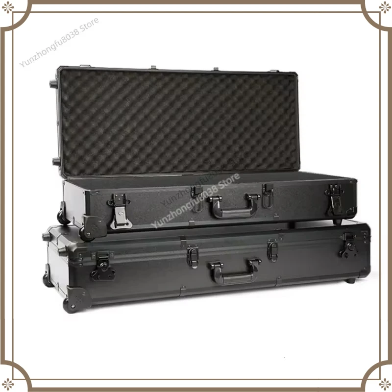 Portable Wheeled Aluminum Alloy Instrument Case, Rectangular Hardware Tool Storage Box Equipment Protective Tool Organizer