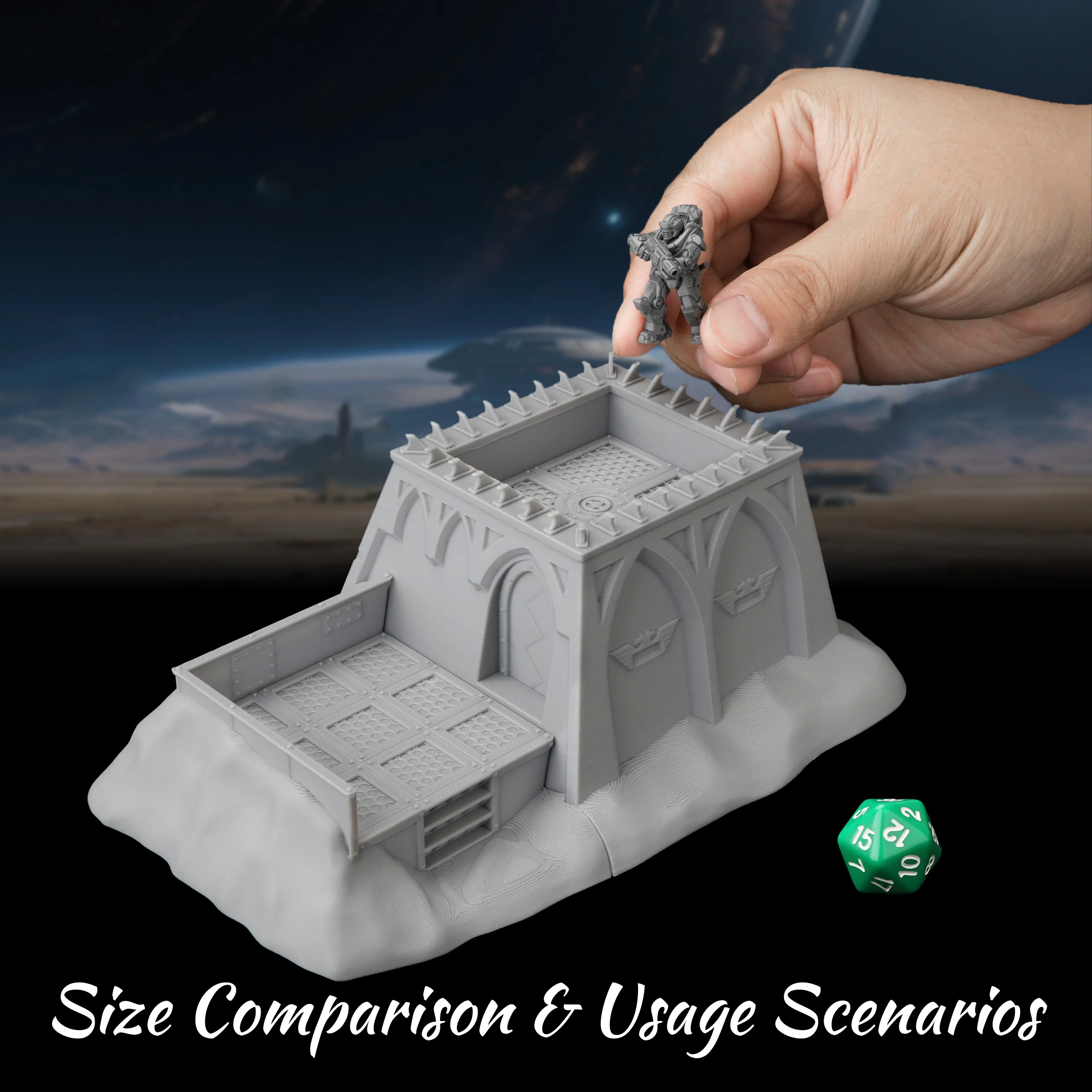 TTRPG Sci-Fi Fortified Bunker Terrain - Defensive Structure for Tabletop RPG Games, Ideal Collectible & Gift for Fans