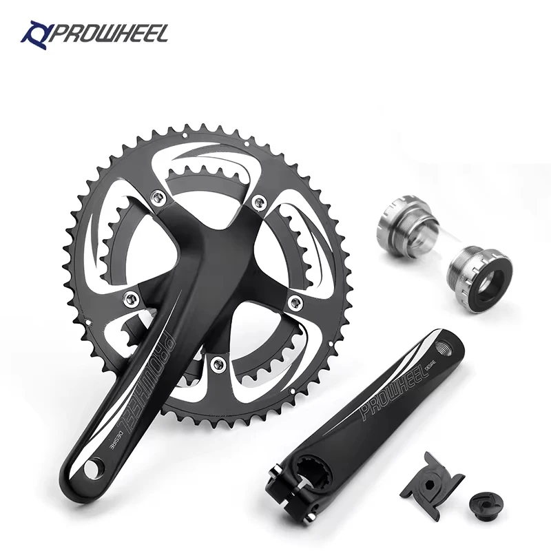 PROWHEEL-Road Bike Hollow Integrated Ultralight Crankset, 8, 9, 10, 11 Speed, Aluminum Alloy, 130BCD Bicycle Sprocket Crank