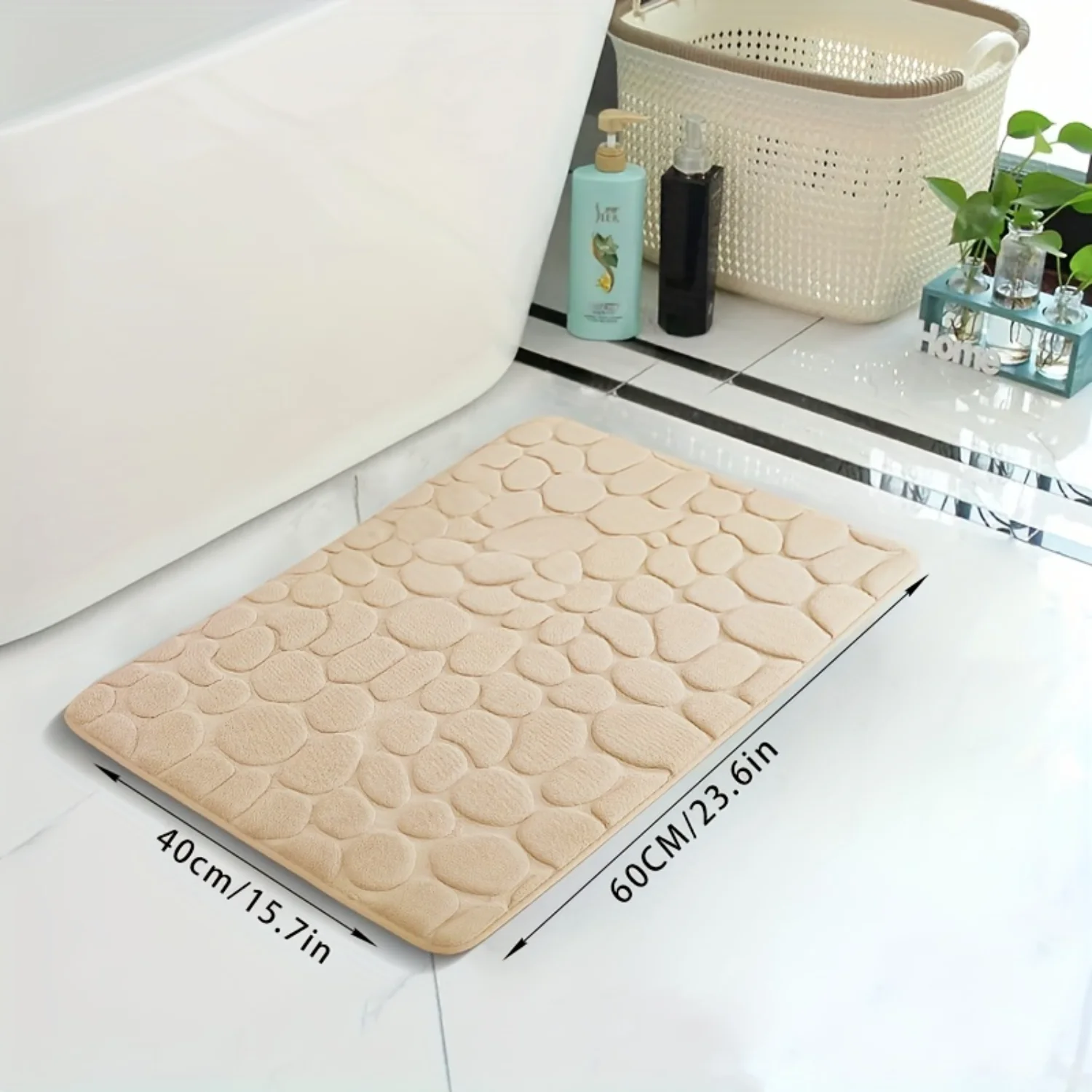 1pc Soft and Non-Slip Memory Foam Bath Rug - Quick Drying Machine Washable Shower Carpet for  and Bathroom - Comfortable Bathroo