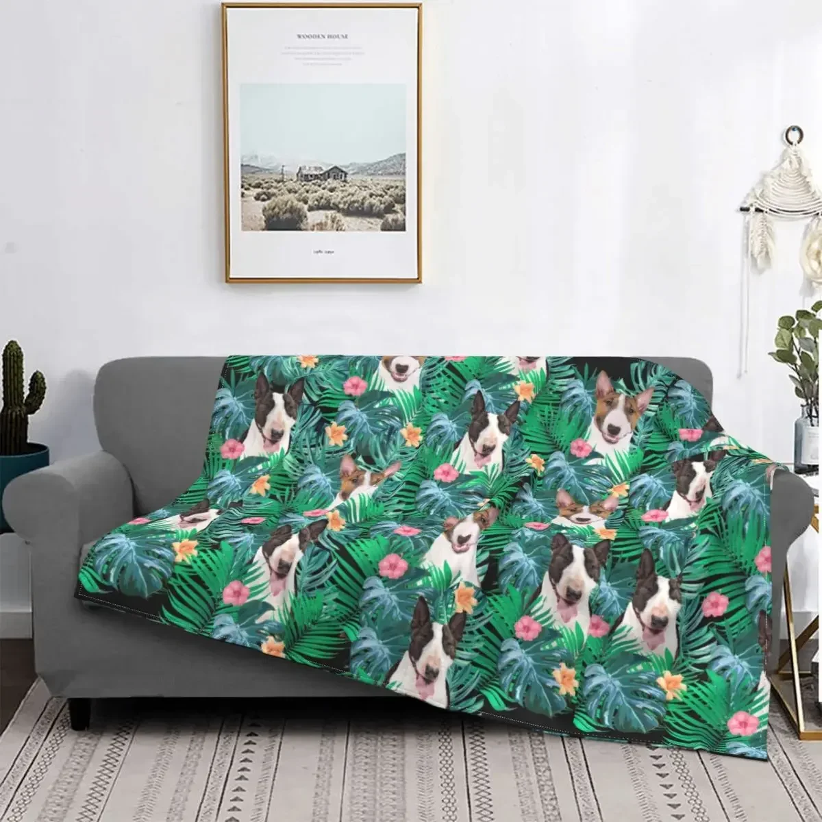 Staffordshire Bull Terrier Dog Blankets Breathable Soft Flannel Autumn EBT Cute Love Throw Blanket for Couch Outdoor Bedroom