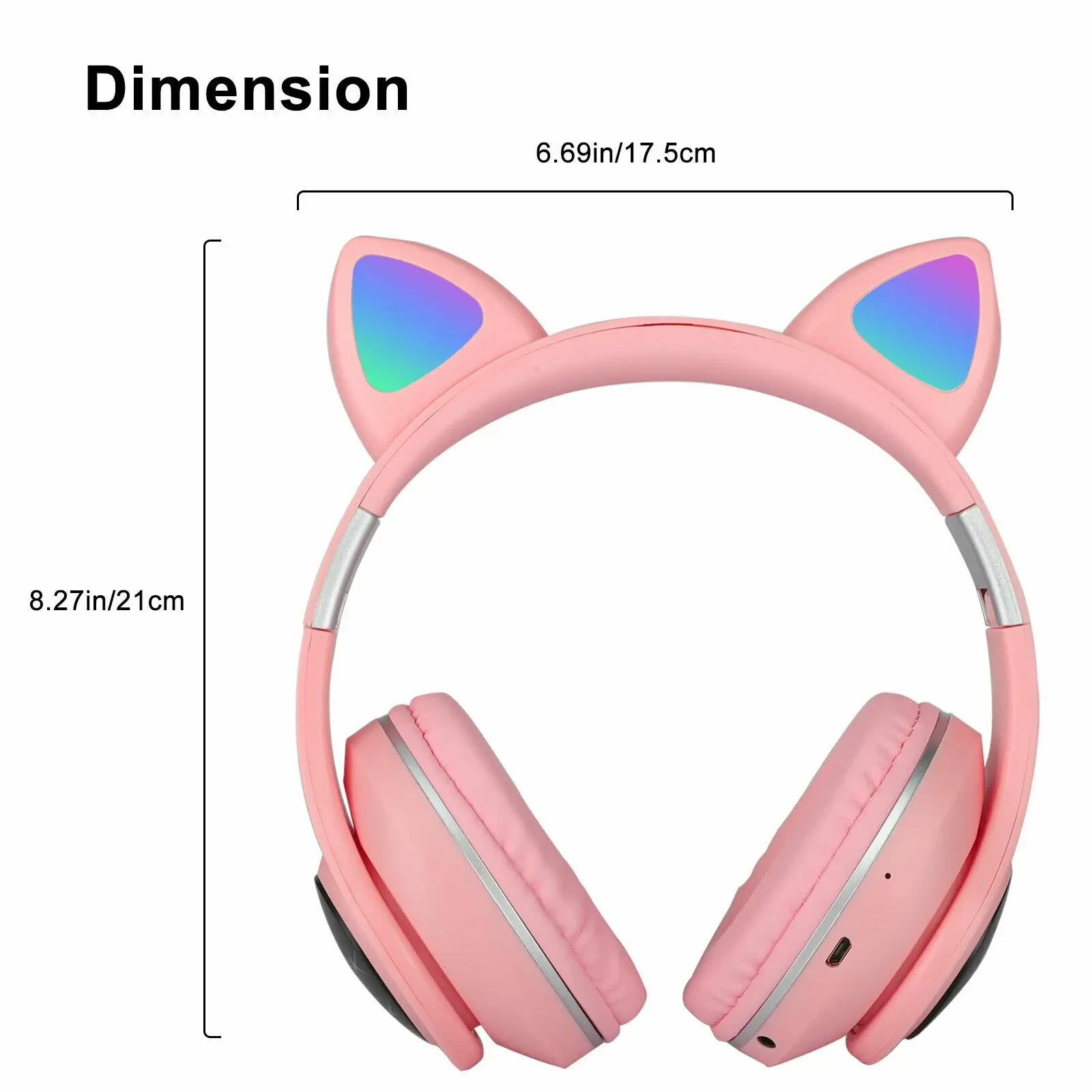 Cat Ear earphones LED noise reduction girl cute earphones support TF card microphones